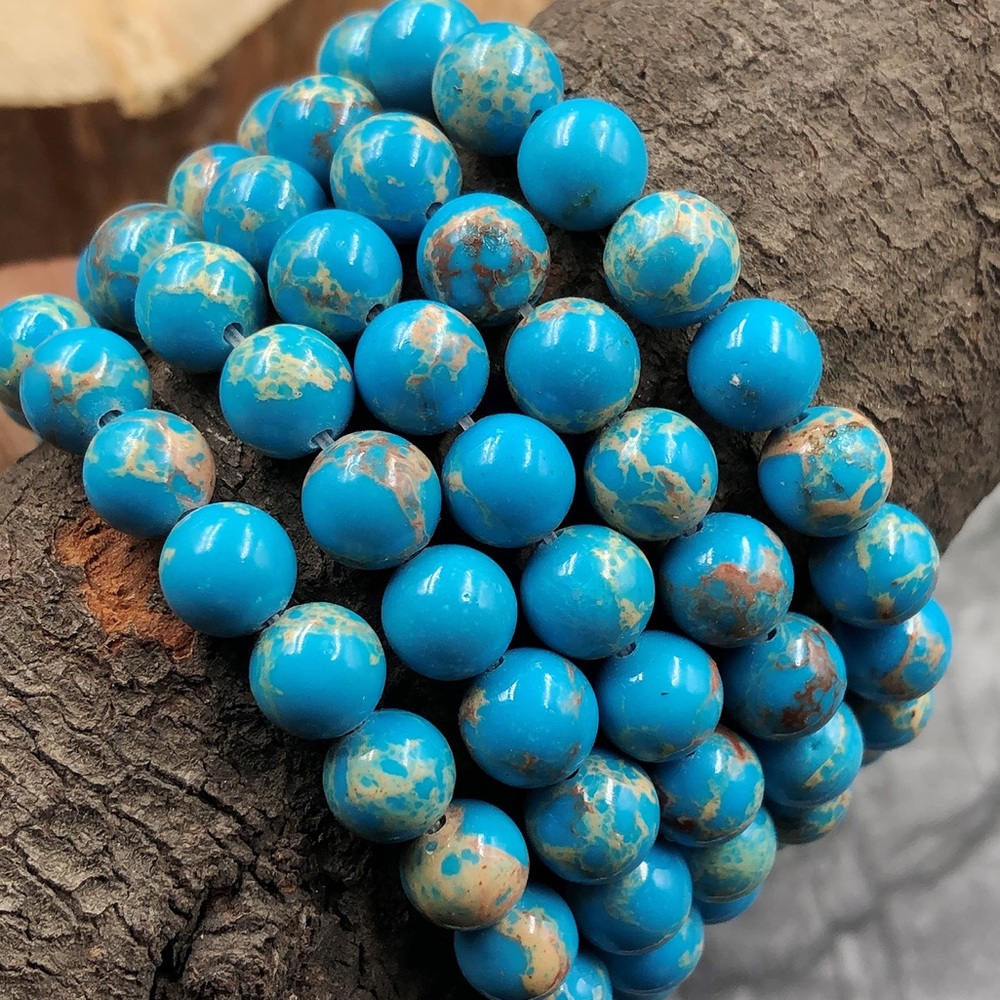 🆕New Sea Blue Jasper Healing Crystal Bracelet 8mm